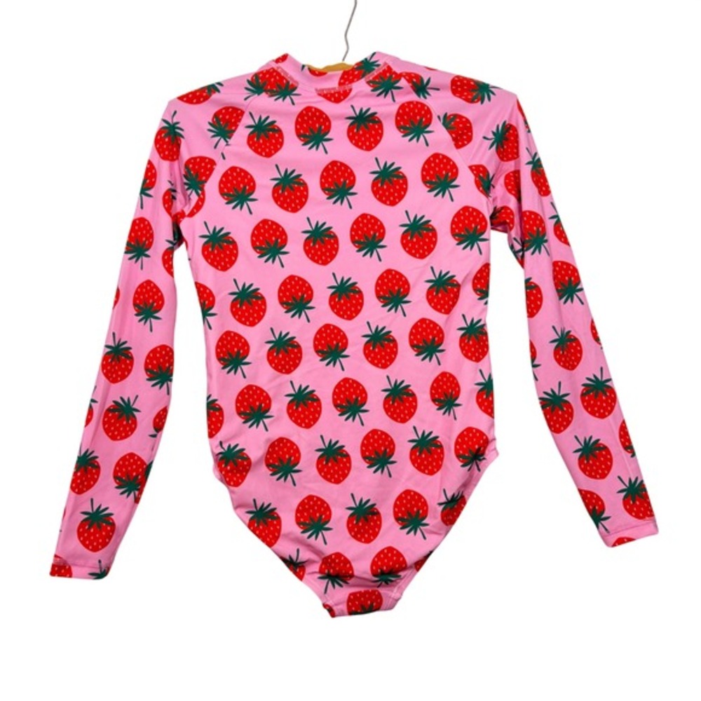 Hanna Andersson Girls Pink Strawberry Long Sleeve Rash Guard Swimsuit US 12 - Picture 3 of 3